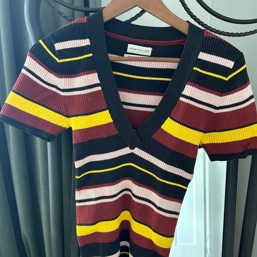 Urban Outfitters Stretchy V Neck Knit Top